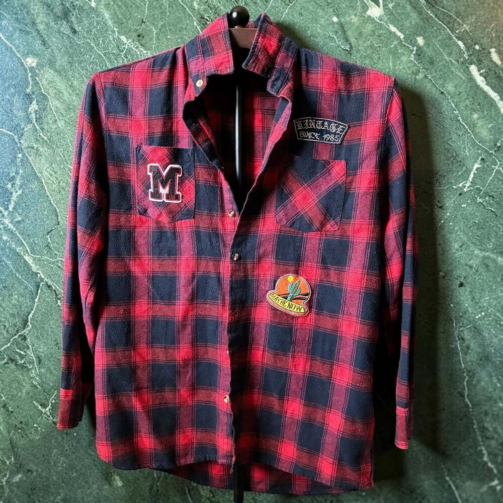 Style Addicts Red Black Plaid Button Down Shirt Size S